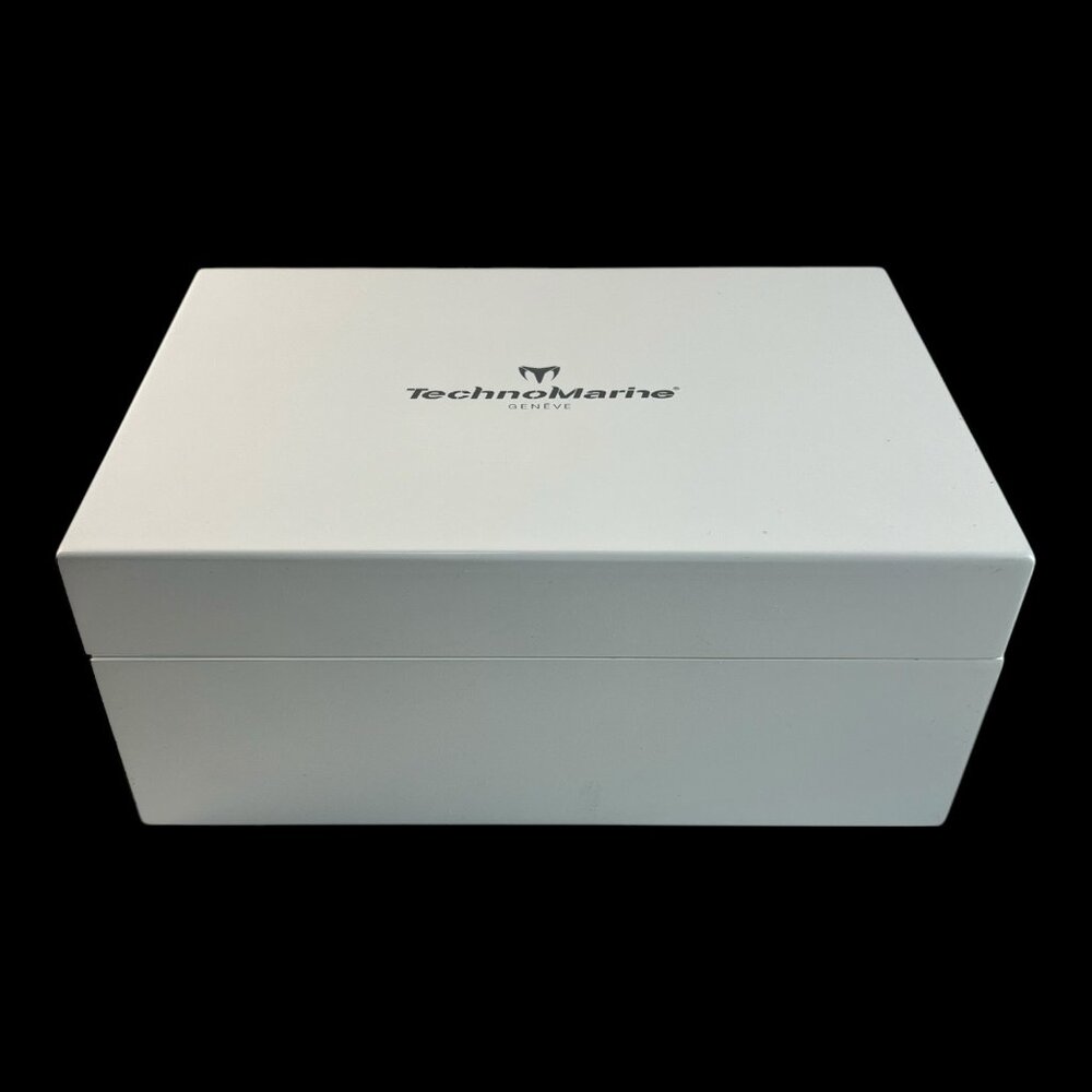TechnoMarine White Lacquered Wood Watch Storage Box Case